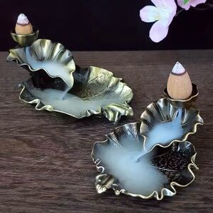 Copper Frog Leaf Backflow Incense Holder